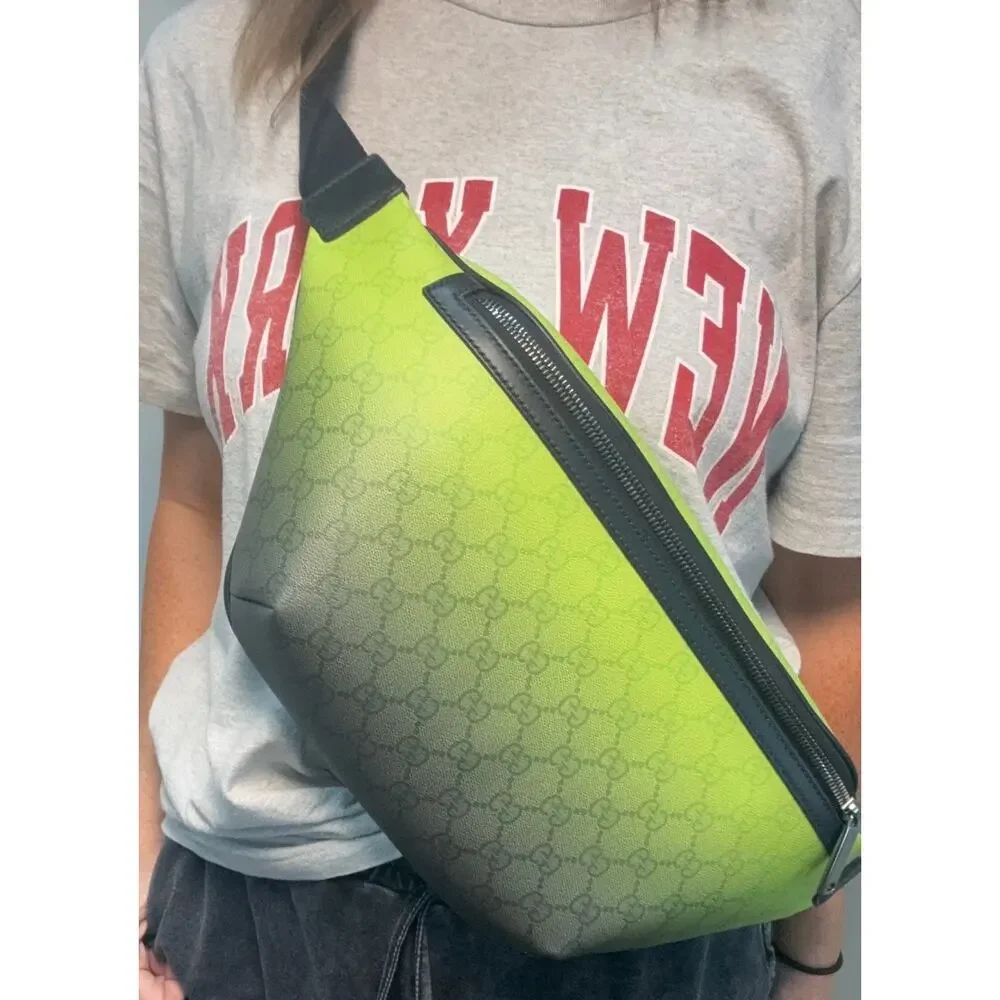 Gucci Chroma Large Belt Bag Green Gradient GG Monogram Crossbody Waist Bag